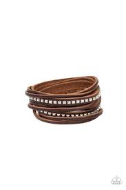 Paparazzi  Accessories - Studded Sensation - Brown Bracelet