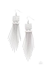 Paparazzi Accessories - Dramatically Deco - White Earrings