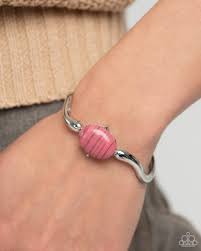 Paparazzi  Accessories - Striped Sensation - Pink Bracelet