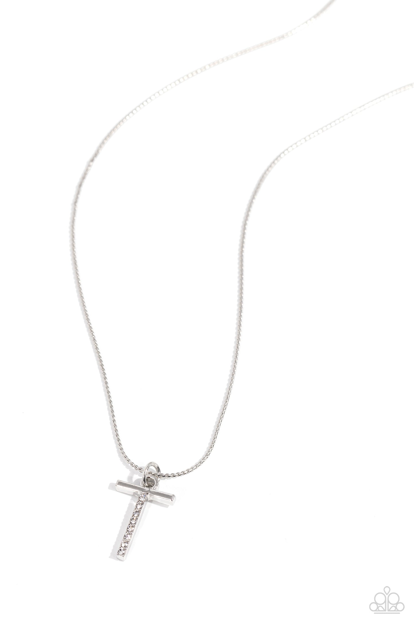 Paparazzi Accessories - Letter Of The Law (T) - White Necklace