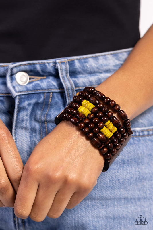 Paparazzi Accessories - Paradise Palazzo - Yellow Bracelet