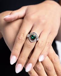 Paparazzi  Accessories - Undefeated Dazzle - Green Ring