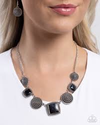 Paparazzi  Accessories - Spiral Sass - Black Necklace