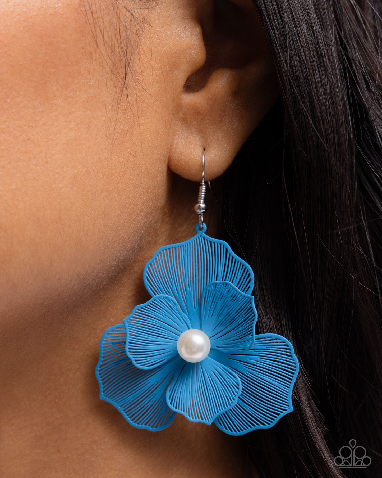 Paparazzi Accessories - PETAL the Score - Blue Earrings