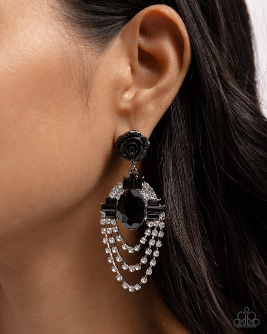 Paparazzi Accessories - Rosy Rave - Black Earrings