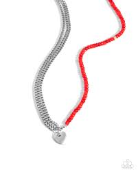 Paparazzi  Accessories - Squared Sweetheart - Red Necklace