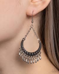 Paparazzi Accessories - Melodic Moons - Silver Earrings