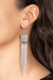 Paparazzi Accessories - Dramatically Deco - White Earrings