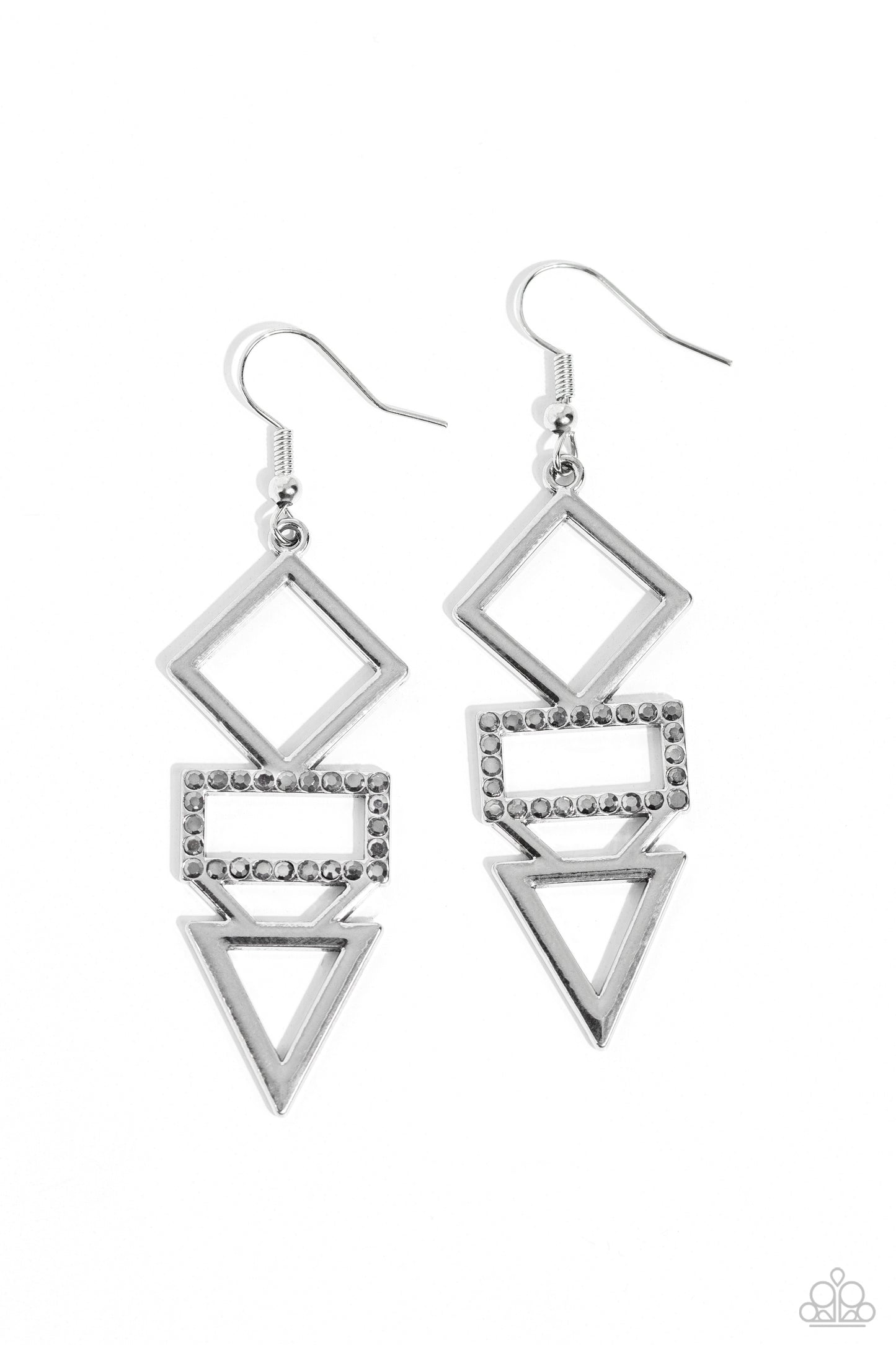 Paparazzi Accessories - Glamorously Geometric - Silver Earrings