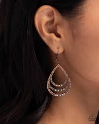 Paparazzi  Accessories - Sojourn Shimmer - Copper Earrings