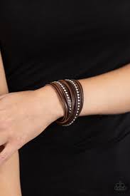 Paparazzi  Accessories - Studded Sensation - Brown Bracelet