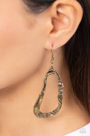 Paparazzi Accessories - Abstract Antiquity - Brass Earring