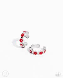 Paparazzi Accessories - Darling Daydream - Red Earrings Cuffs