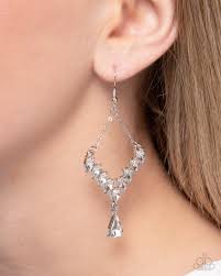 Paparazzi Accessories - Dripping Drama - White Earring