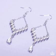 Paparazzi Accessories - Dripping Drama - White Earring