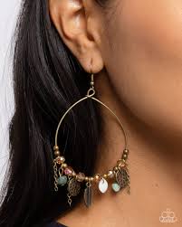 Paparazzi Accessories - Feathered Fringe - Brass Earrings