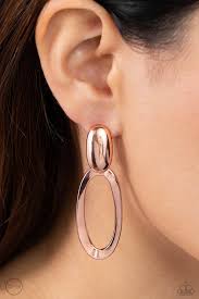 Paparazzi Accessories - Pull OVAL! - Copper Earrings