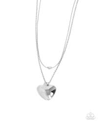 Paparazzi Accessories - Halting Hearts - Silver Necklace