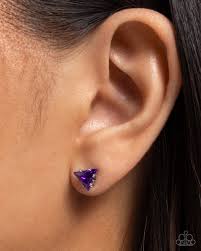 Paparazzi Accessories - Triangular Twinkle - Purple Earrings