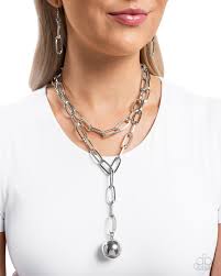 Paparazzi Accessories - Balancing Ball - Silver Necklace