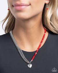 Paparazzi  Accessories - Squared Sweetheart - Red Necklace