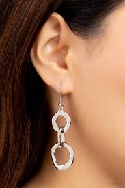 Paparazzi Accessories - Metro Machinery - Silver Earrings