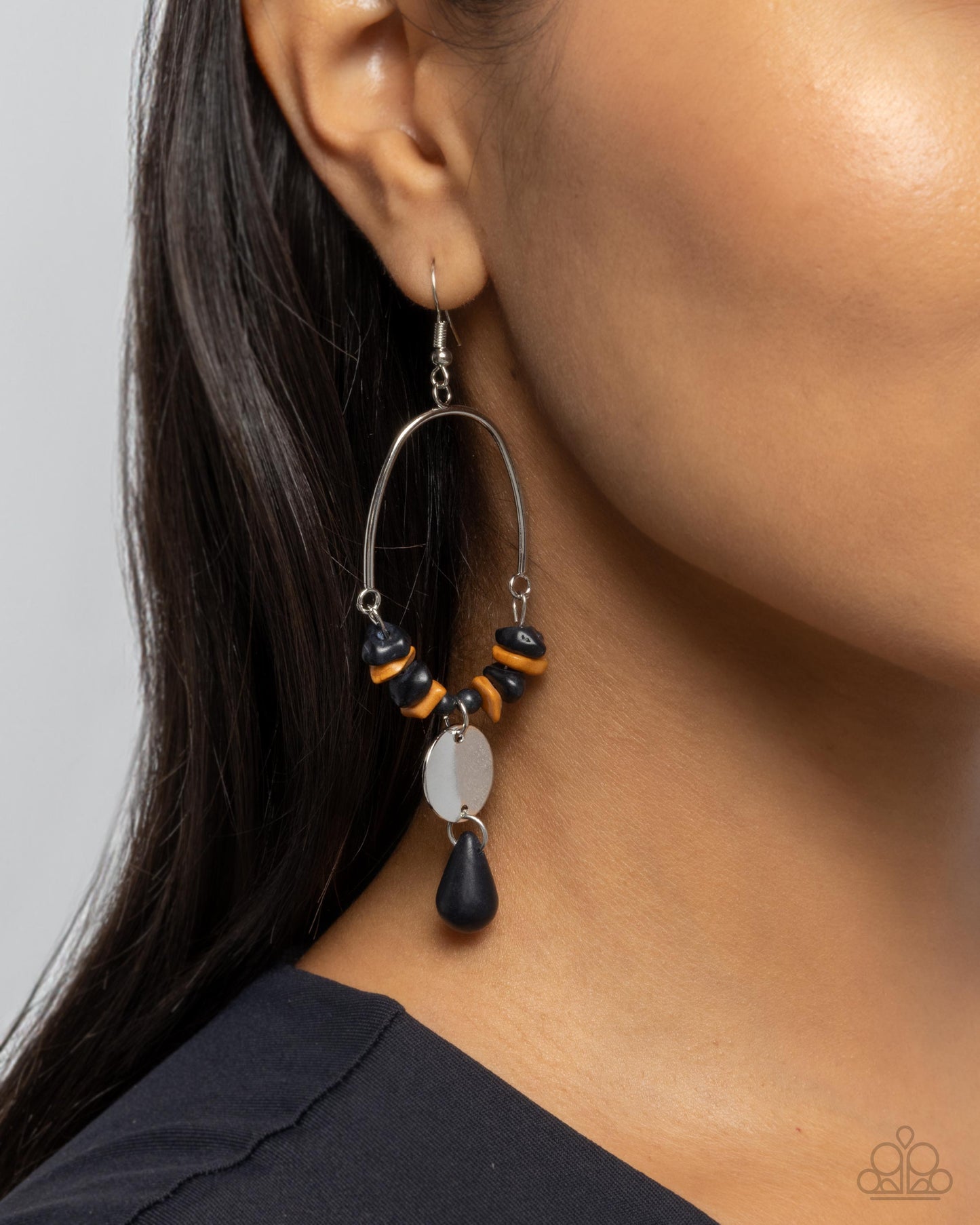 Paparazzi Accessories - Suspended Santa Fe - Black Earrings