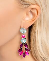 Paparazzi Accessories - Cascading Cache - Multi Colored Earrings