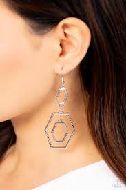 Paparazzi Accessories - Geometric Maven - Silver Earrings