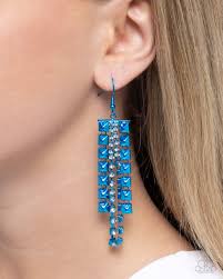 Paparazzi Accessories - Forceful Fringe - Blue Earrings