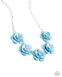 Paparazzi Accessories - Flower Chain - Blue Necklace