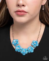 Paparazzi Accessories - Flower Chain - Blue Necklace