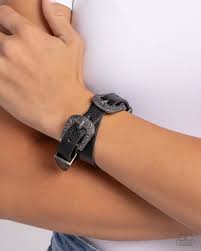 Paparazzi Accessories - Buckle TOWN - Black Bracelet