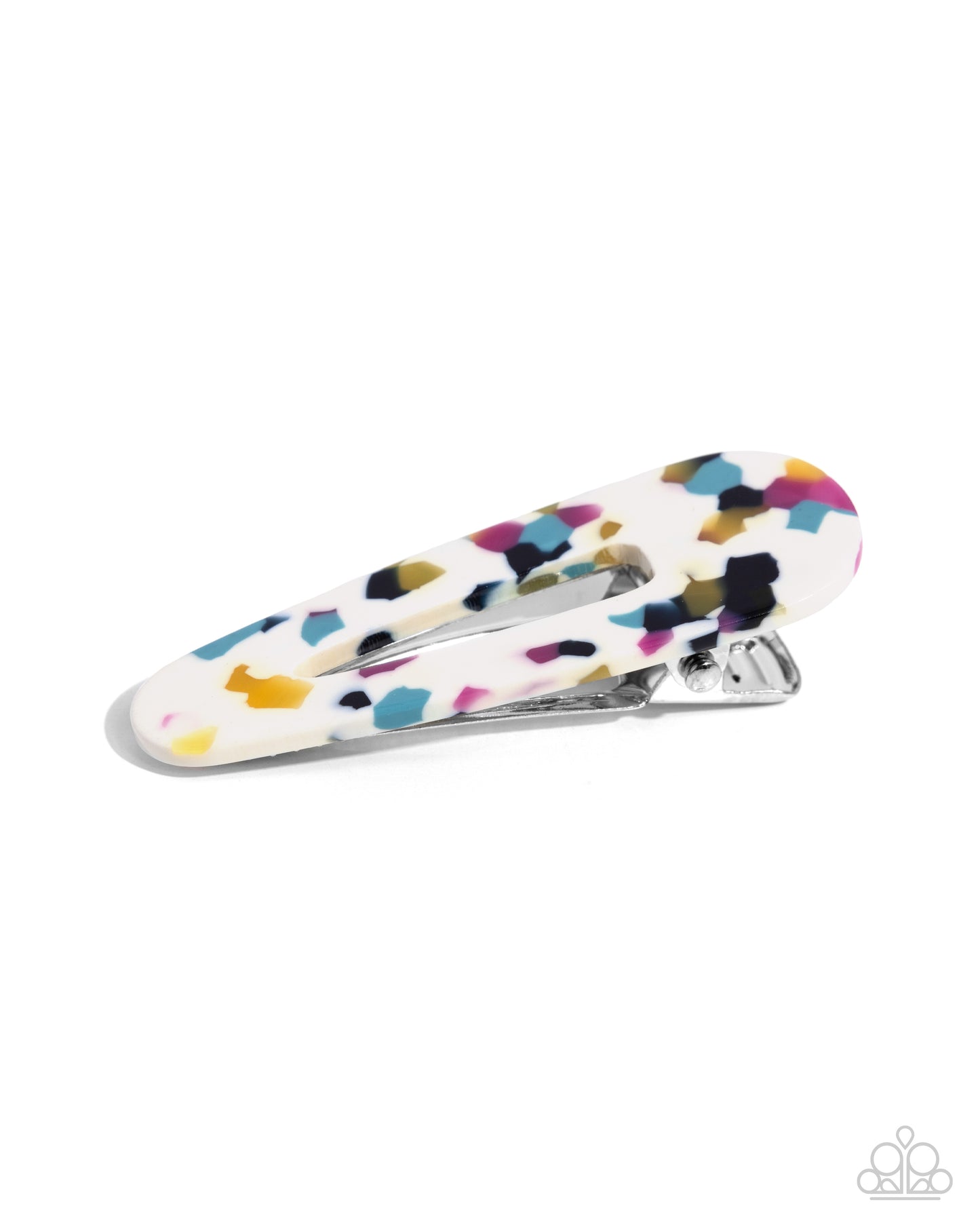 Paparazzi Accessories - Teasingly Terrazzo - White Hair-Clip