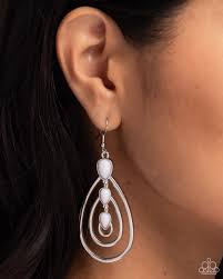 Paparazzi  Accessories - Sweat and TIERS - White Earrings