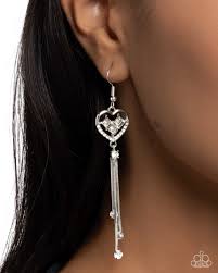 Paparazzi Accessories - Cascading Character - White Earrings