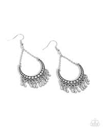 Paparazzi Accessories - Melodic Moons - Silver Earrings