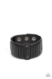 Paparazzi Accessories - Leather Lumberyard - Black Bracelet