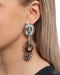 Paparazzi Accessories - Feathered Fairy Tale - Brown Earrings