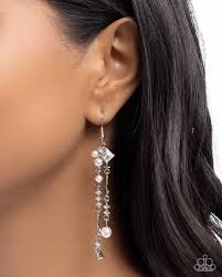 Paparazzi Accessories - Glowing Gamut - White Earrings