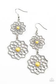 Paparazzi Accessories - Posh Posy - Yellow Earrings