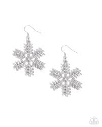 Paparazzi Accessories - Snowflake Shimmer - White Earrings