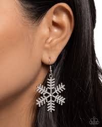 Paparazzi Accessories - Snowflake Shimmer - White Earrings