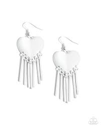 Paparazzi Accessories - Flirty Fringe - White Earrings