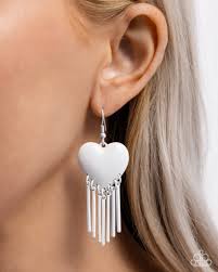 Paparazzi Accessories - Flirty Fringe - White Earrings